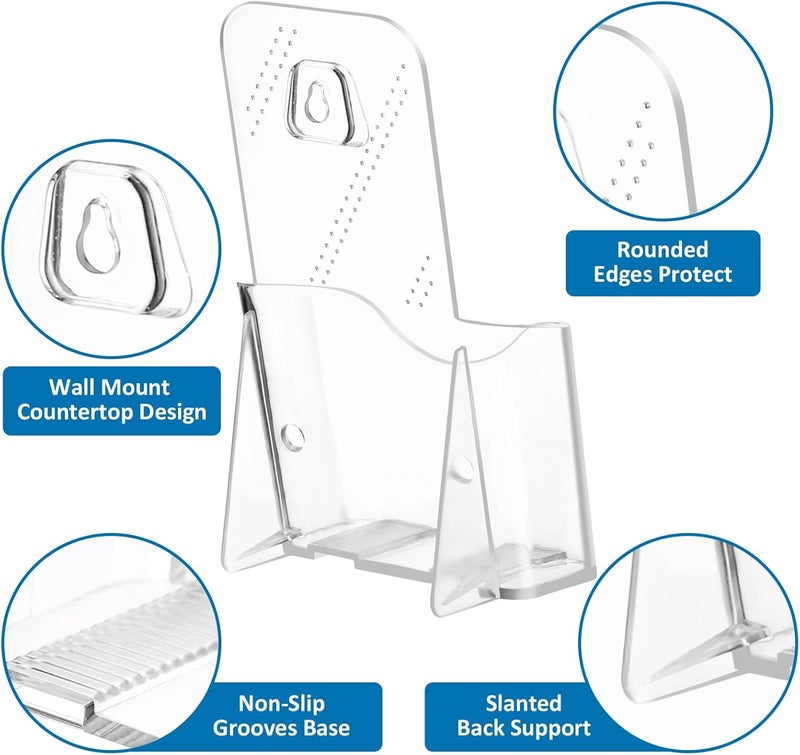 Argvey Acrylic Brochure Holder 4x9 Inch, Clear Pamphlet Holder Display Stand for Trifold 4 Inch Flyers, Booklets, Table Signs, Plastic Rack Card Holder for Office, Home, Store, 10 Pack - Image 3